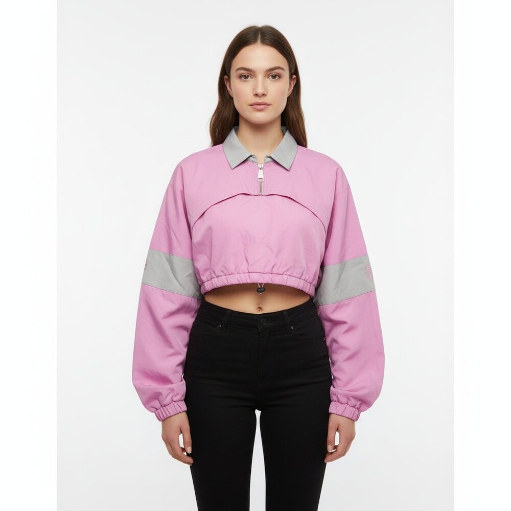 NWT FP Movement Windbreaker Cropped Jacket Pop Pink/Silver Colorblock – OS